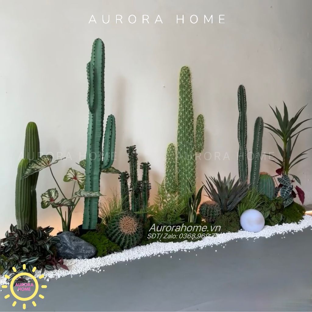 Tiểu cảnh cây xương rồng sa mạc giả trang trí (mẫu 2)