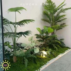 Tiểu cảnh cây giả trang trí sảnh phòng khách