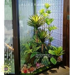 Tiểu cảnh cây giả nhiệt đới trang trí văn phòng