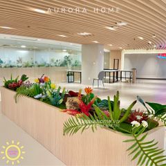 Bồn cây sen đá giả decor văn phòng