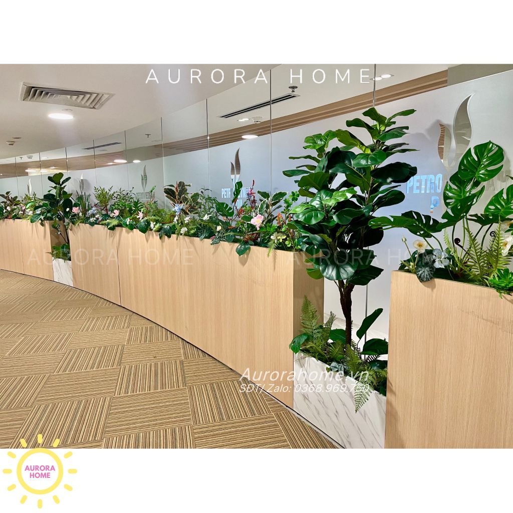Tiểu cảnh vườn cây hoa giả cao cấp trang trí văn phòng