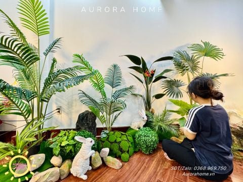Tiểu cảnh cây giả khu vườn thiên nhiên trang trí (Mẫu 16)