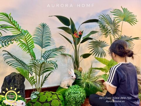 Tiểu cảnh cây giả khu vườn thiên nhiên trang trí (Mẫu 16)