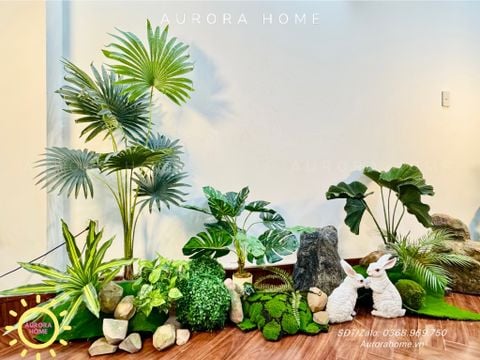 Tiểu cảnh cây giả khu vườn thiên nhiên trang trí (Mẫu 15)
