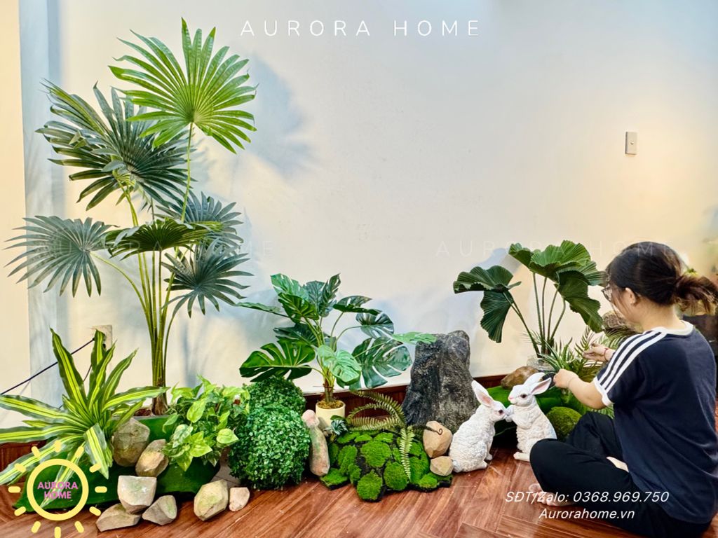Tiểu cảnh cây giả khu vườn thiên nhiên trang trí (Mẫu 15)