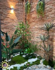 Tiểu cảnh cây giả khu vực giếng trời sinh động