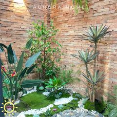 Tiểu cảnh cây giả khu vực giếng trời sinh động