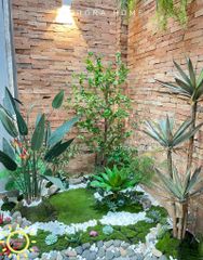 Tiểu cảnh cây giả khu vực giếng trời sinh động