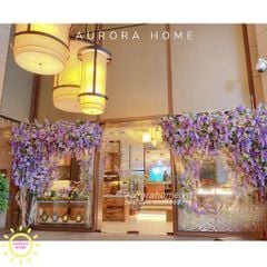 Dải hoa rủ decor trang trí quán phong cách Pháp lãng mạn