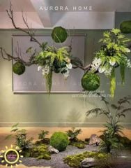 Tiểu cảnh cây và hoa giả trang trí nghệ thuật