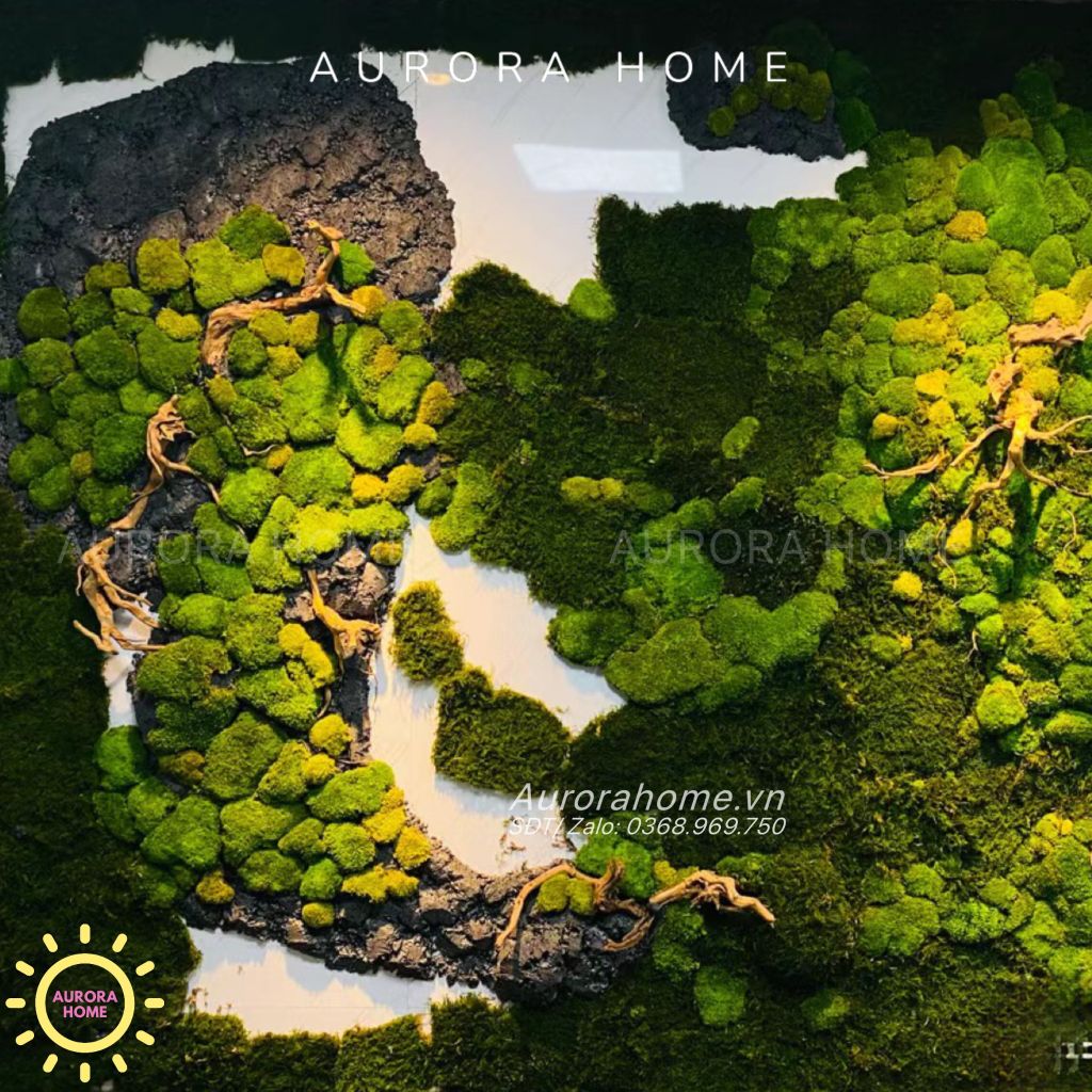 Tiểu cảnh vách tường rêu decor trang trí văn phòng nghệ thuật