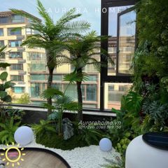 Tiểu cảnh cây giả nhiệt đới trang trí ban công biệt thự Quận 2