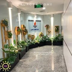 Tiểu cảnh cây và hoa giả thiết kế riêng trang trí sảnh lối đi