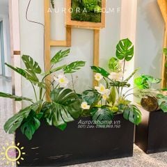 Tiểu cảnh cây và hoa giả thiết kế riêng trang trí sảnh lối đi