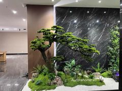 Tiểu cảnh cây tùng bonsai phối cùng trúc quân tử phong cách Nhật