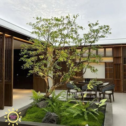 Tiểu cảnh cây xanh cổ thụ trang trí (Mẫu 11)