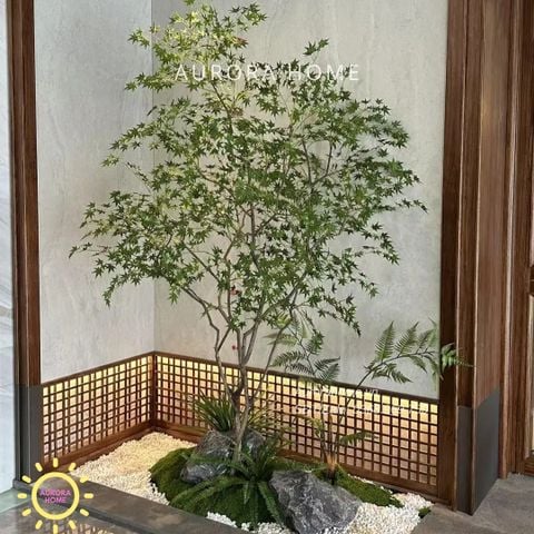 Tiểu cảnh cây lá phong xanh lớn trang trí (Mẫu 14)