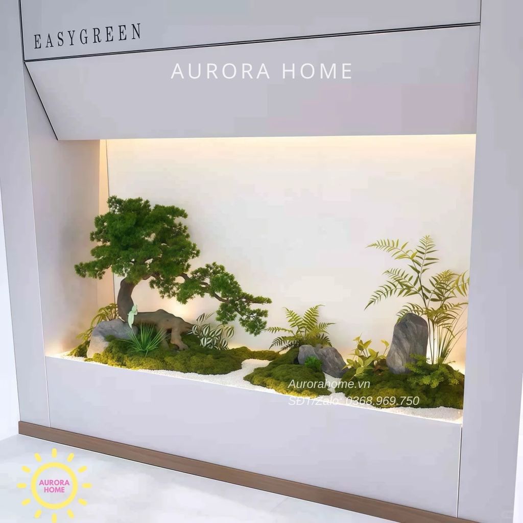 Tiểu cảnh cây tùng bonsai giả trang trí (Mẫu 16)