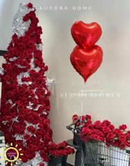 Tiểu cảnh cột hoa hồng giả trang trí quán, shop, studio