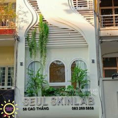 Tiểu cảnh cây giả trang trí mặt tiền Spa