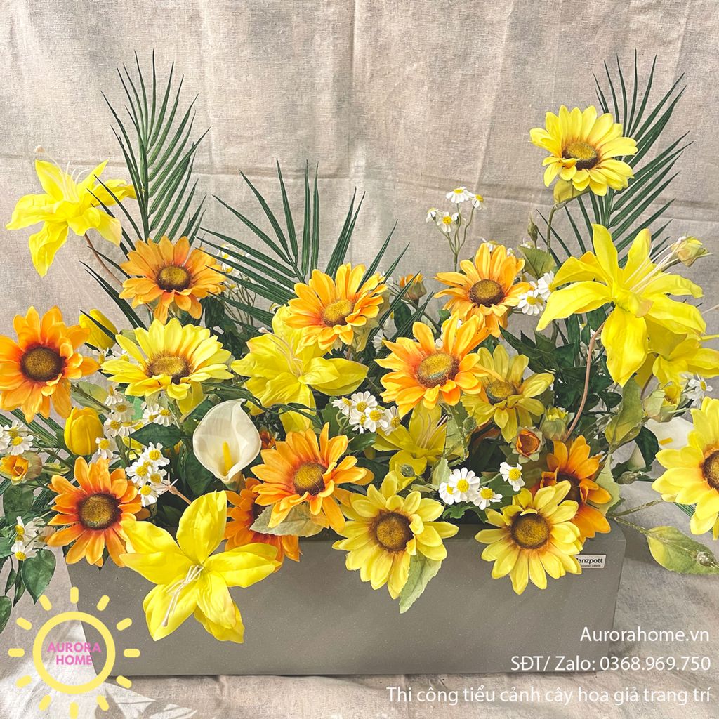 Bồn hoa hướng dương sắc màu rực rỡ