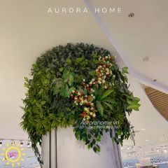 Tiểu cảnh vách tường cây giả trang trí trung tâm thương mại