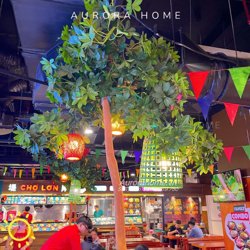 Tiểu cảnh vách tường cây giả trang trí trung tâm thương mại