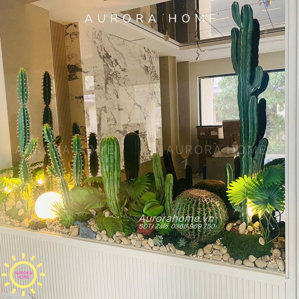 Bộ tiểu cảnh xương rồng giả decor phòng (Mẫu 16)