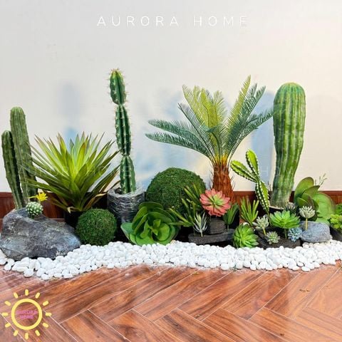 Bộ tiểu cảnh xương rồng giả decor phòng (Mẫu 15)