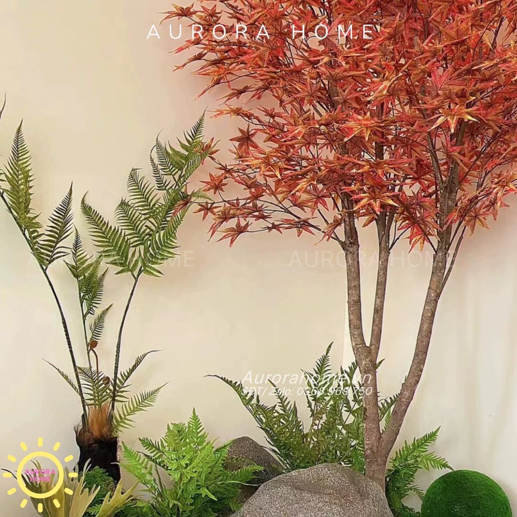 Tiểu cảnh cây lá phong giả theo concept mùa thu