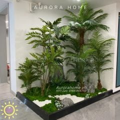 Tiểu cảnh cây giả nhiệt đới trang trí thư viện