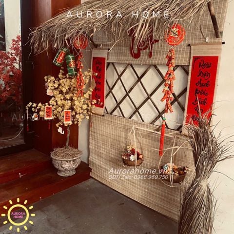 Tiểu cảnh nhà tranh cơ bản trang trí Tết Nguyên Đán (Mẫu 12)