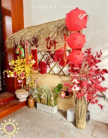 Tiểu cảnh nhà tranh VIP trang trí Tết Nguyên Đán (Mẫu 13)