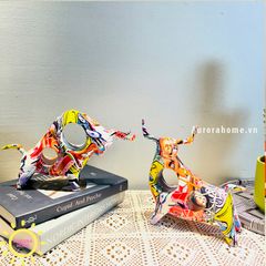 Tượng cặp trâu đa sắc trang trí