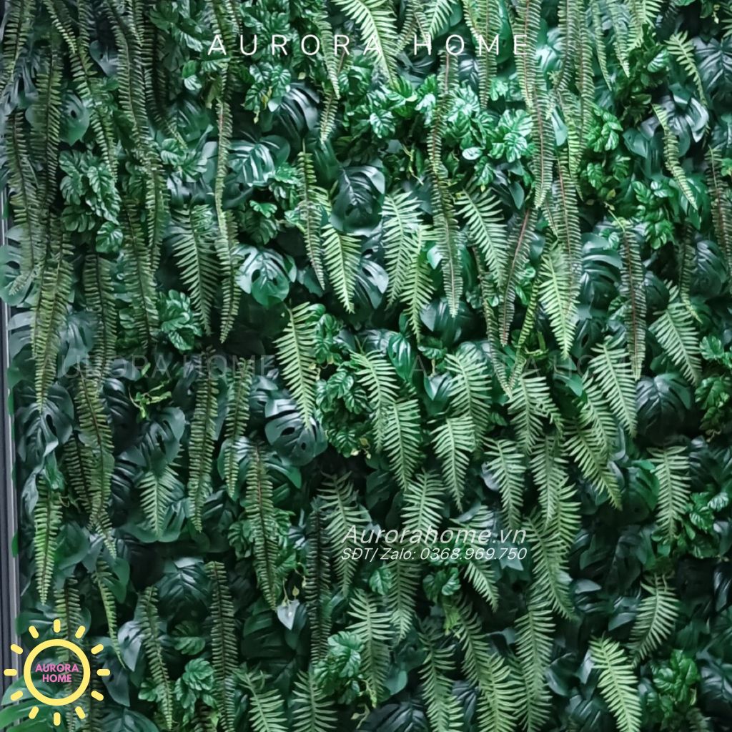 Tường cây giả trang trí văn phòng phong cách nhiệt đới
