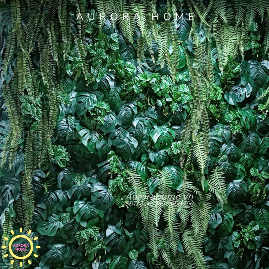 Tường cây giả trang trí văn phòng phong cách nhiệt đới