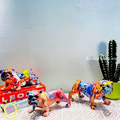 Tượng chó Pug mặt xệ đa sắc màu (Mẫu ngang)