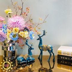 Tượng decor cặp hươu Blue Edwige cao cấp