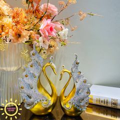 Tượng decor cặp thiên nga Royal đính đá cao cấp
