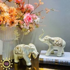 Tượng decor cặp voi trắng Jannina cao cấp
