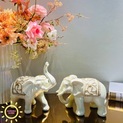 Tượng decor cặp voi trắng Jannina cao cấp