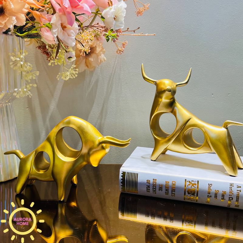 Tượng decor cặp trâu vàng cao cấp