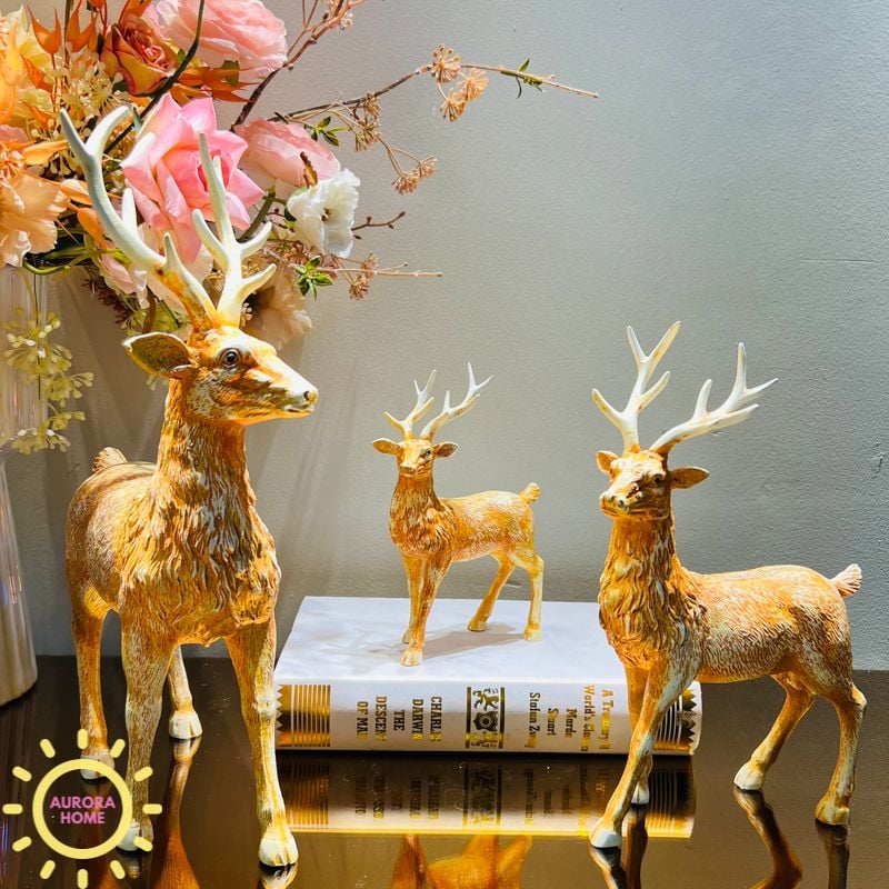 Tượng decor gia đình hươu sao Ingrid cao cấp