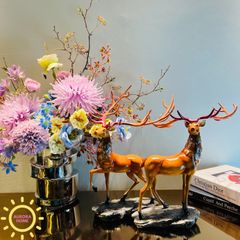 Tượng decor cặp hươu sừng tấm Bắc Âu cao cấp