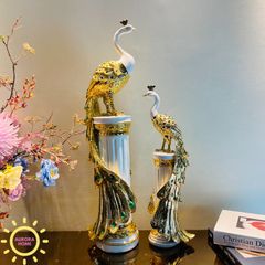 Tượng decor chim Công Royal ánh kim cao cấp