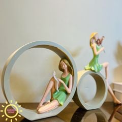 Tượng decor 2 cô gái chill chill cao cấp