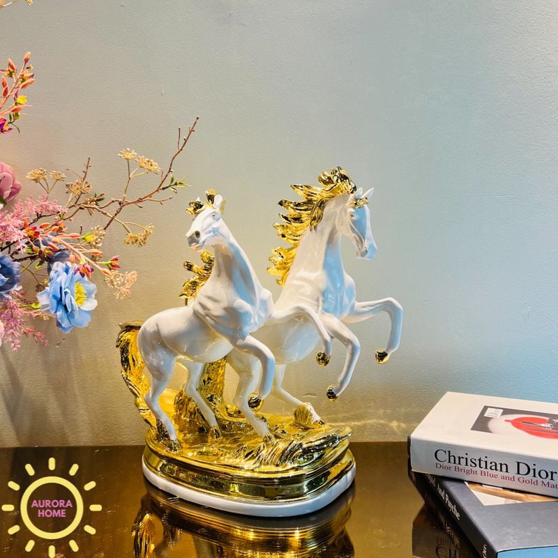 Tượng decor song mã phi nước đại cao cấp