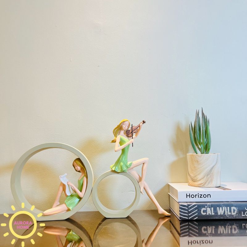 Tượng decor 2 cô gái chill chill cao cấp