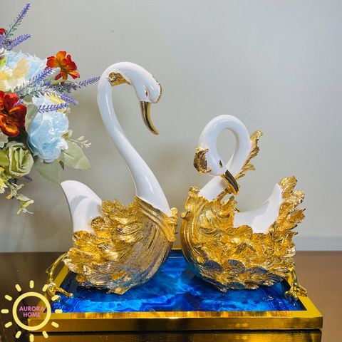 Tượng decor cặp thiên nga tình yêu Calliandra cao cấp
