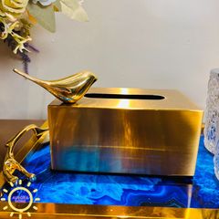 Tượng decor hộp đựng khăn giấy ánh vàng cao cấp